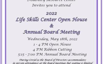 2022 Life Skills Center Open House & Annual Board Meeting Invite